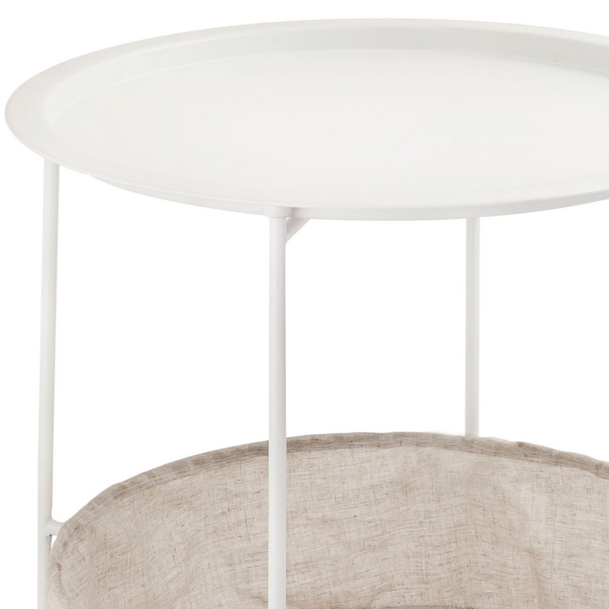Inklapbare ronde bijzettafel met opbergruimte – Ø 47 cm | Voor binnen en buiten