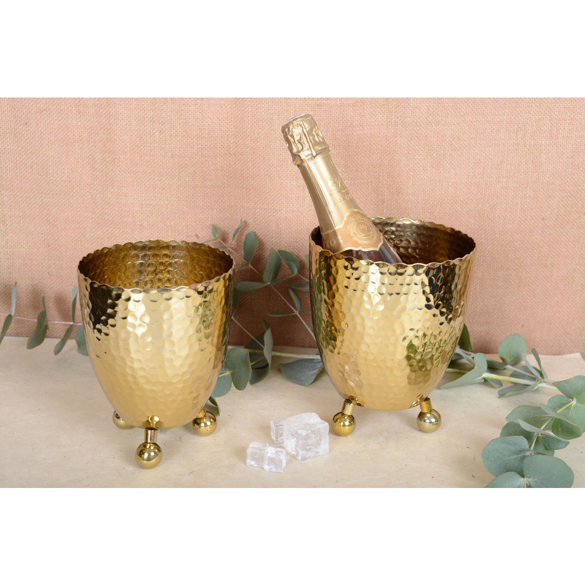 Aulica Hattle Golden Ice Bucket with Tongs
