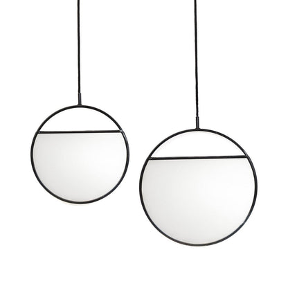 Mirror - Round Wall Mirrors - Metal - Black -S2- 25x90 &amp; 30x100
