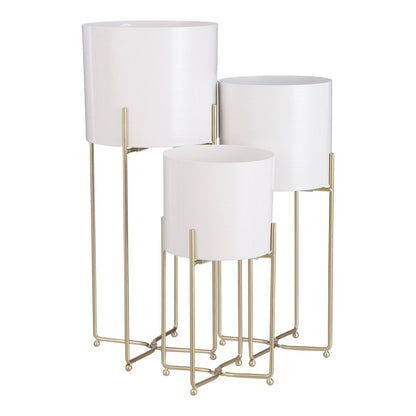 Aries Flower Pot on Stand - Set of 3 - H58 x Ø24 cm - White