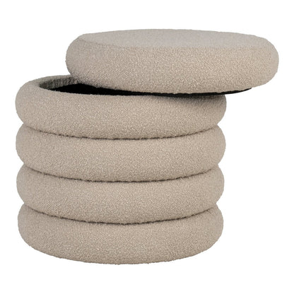 Brooklyn Pouf - Pouf with storage space, curled, beige, Ø44x44 cm