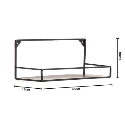 Wandplanken Set van 2 – Metaal Zwart – 20x16 & 40x16 cm