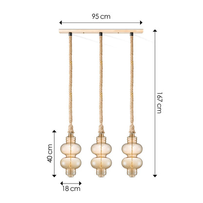 Pendant lamp Leonardo Diabolo - 3L G180 - dimmable amber