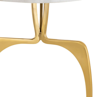Luxe Ronde Bijzettafel van Marmer & Aluminium – Zilver/Zwart of Goud/Wit – Ø45 x H56 cm