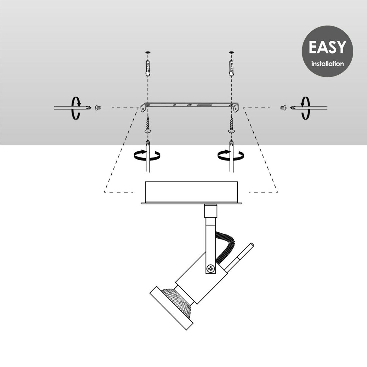 LED Wandspot Cali - incl. dimbare LED-lamp - staal