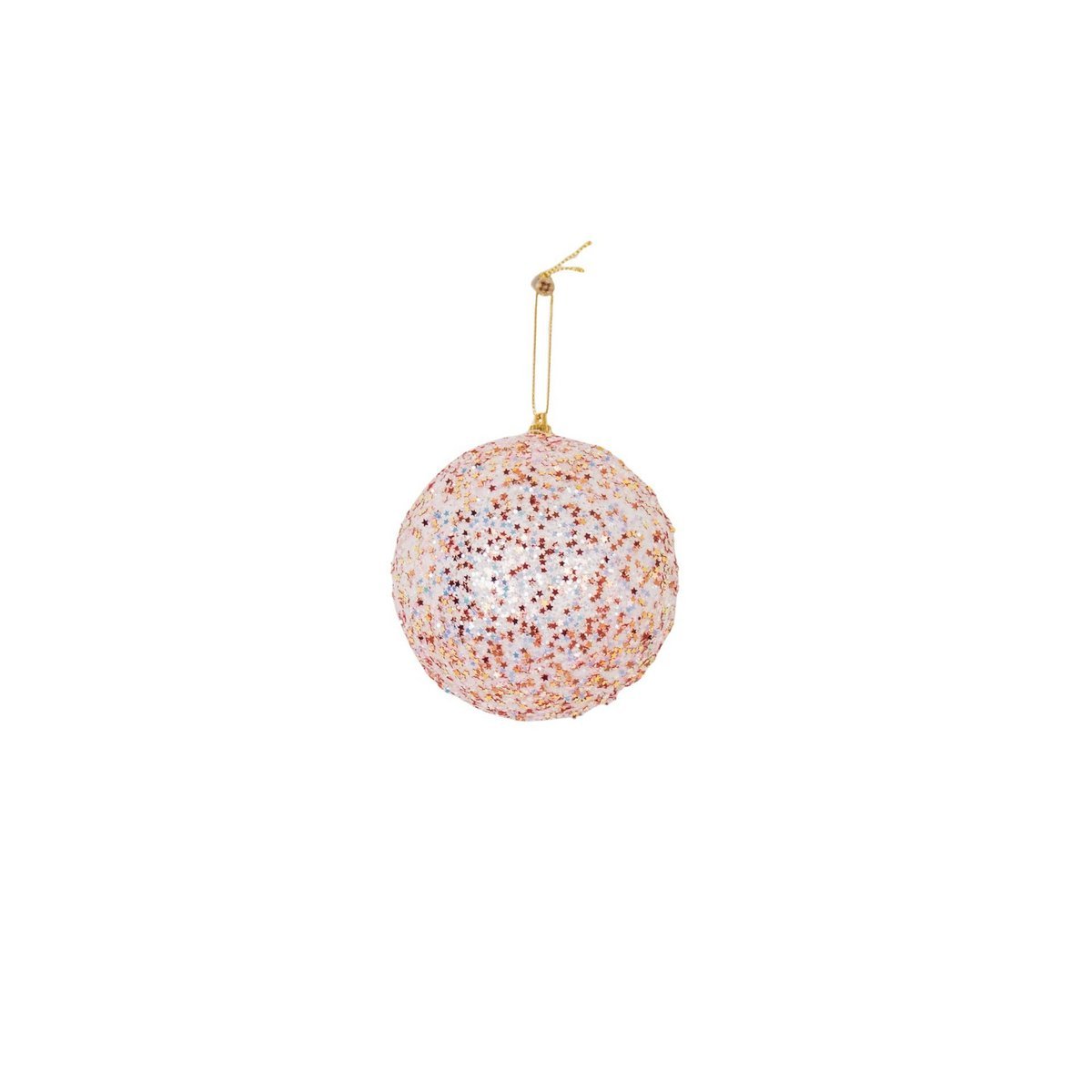 Kersthangers- Kerstballen- Schuim- Roze Glitter -S3- 10cm