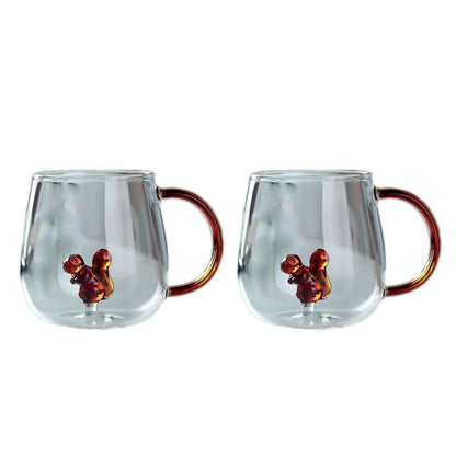 Set van 2 Theekopjes – 400ml – Glas – Transparant/Rood/Geel – Aulica