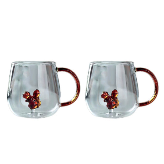 Set van 2 Theekopjes – 400ml – Glas – Transparant/Rood/Geel – Aulica