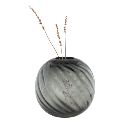 Vase - Vase en verre soufflé bouche, gris, rond, Ø20x19 cm