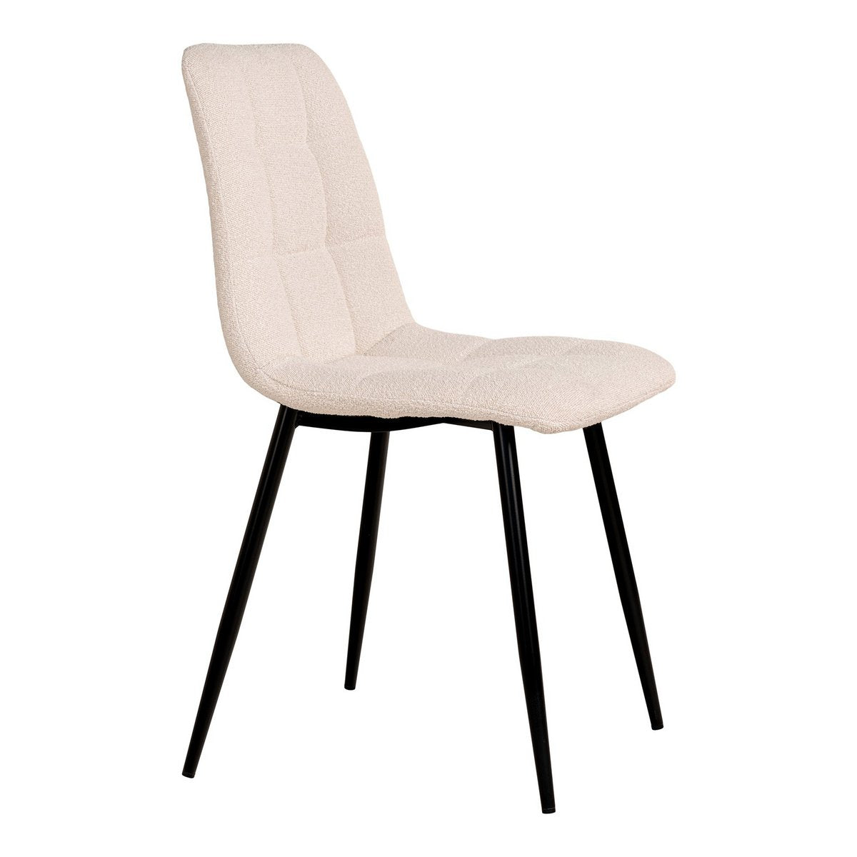 Middelfart Dining Chair - Eetkamerstoel in bouclé, wit met zwarte poten - Set van 2