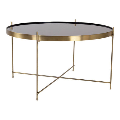 Venezia Coffee Table - Brass-colored steel with glass, Ø70x40 cm