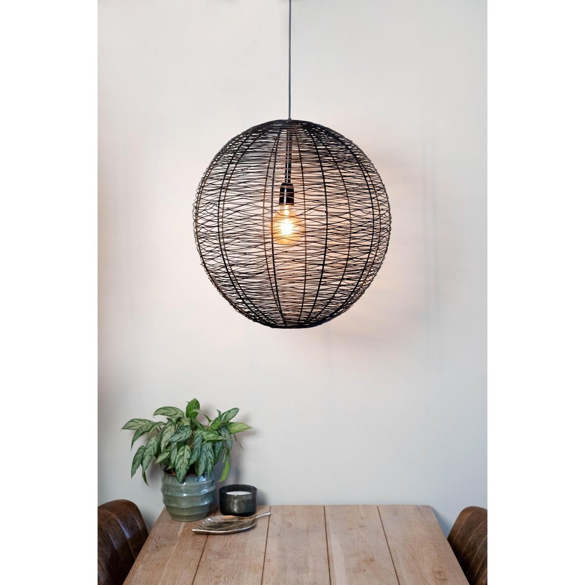 Hanglamp NATHAN mat zwart Ø55x55cm