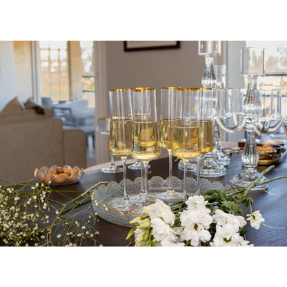 Luxe Champagneglazen met Vergulde Rand – 210 ml – Set van 6 |woon-meubel.nl