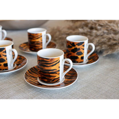 Safari Koffiekopjes (Set van 6) – Met Schotels