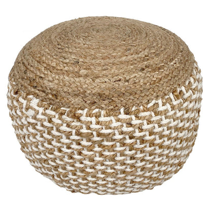 Poef / Zitkruk – 100% Natuurlijke Jute – Handgemaakt – Ø50 cm x H35 cm – Keuze uit Naturel & Wit/Naturel