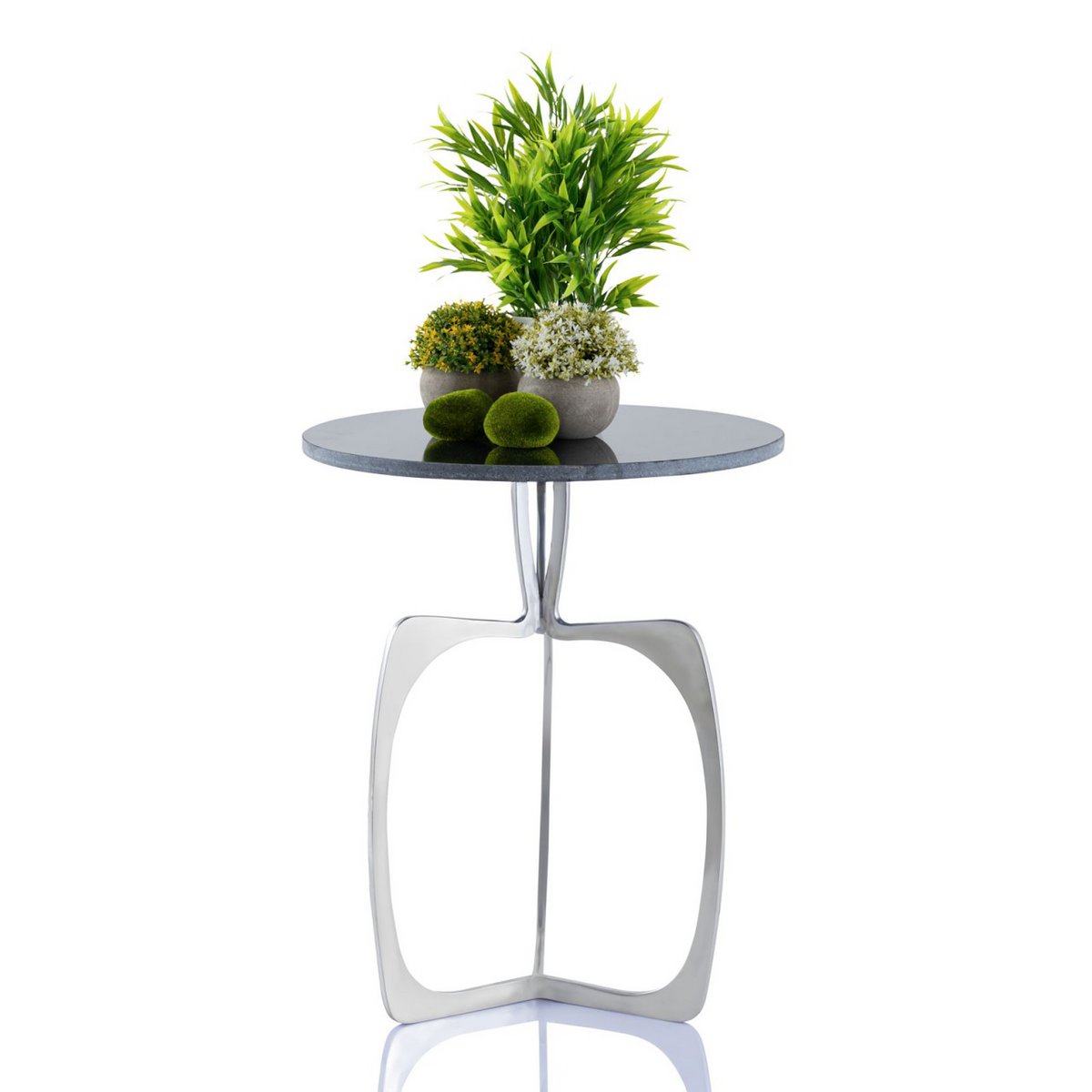 Luxe Ronde Bijzettafel van Marmer & Aluminium – Zilver/Zwart of Goud/Wit – Ø45 x H56 cm