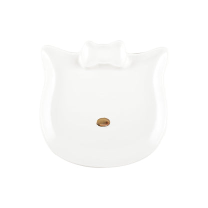 Witte Dessertbord Kattenvorm met Gouden Neus - M – Aulica