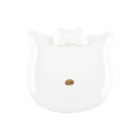 Witte Dessertbord Kattenvorm met Gouden Neus - M – Aulica