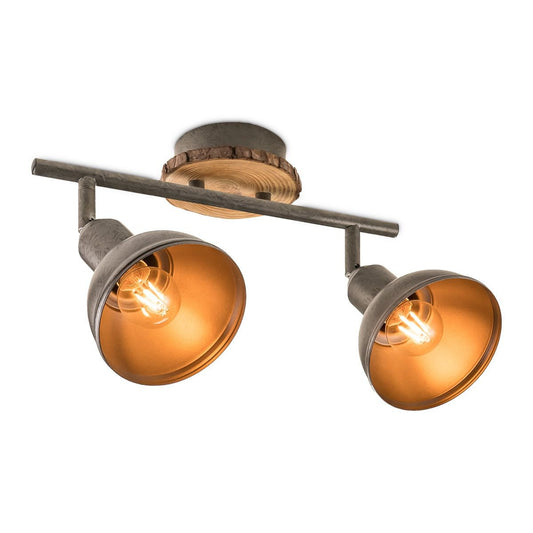 Opbouwspot Denver 2 - incl. dimbare LED lamp - hout