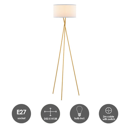 Modern Floor Lamp - Lampshade White - 53x53x138