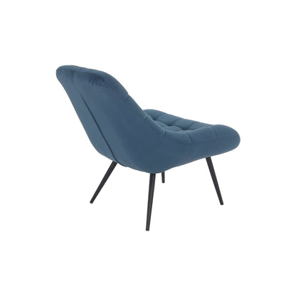 Fauteuil XXL velours blauw metaal zwart | woon-meubel.nl