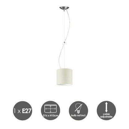 Deluxe pendant lamp with lampshade, E27, warm white, 16cm