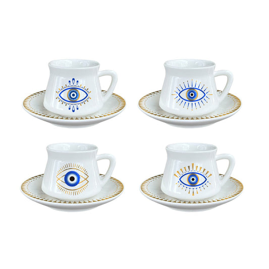 Koffiekopjes Geluksoog – Set van 4  | Geschenkdoos | Handgemaakt | Origineel Espresso Servies
