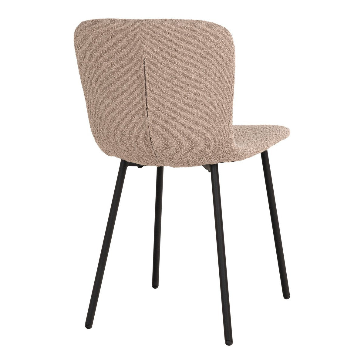 Halden Dining Chair - Eetkamerstoel in bouclé, beige met zwarte poten, HN1233 - set van 2