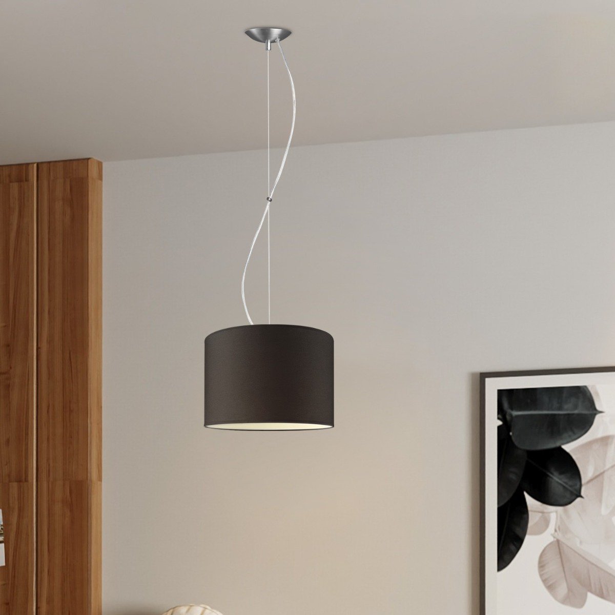 Hanglamp Deluxe met lampenkap, E27, zwart, 30cm