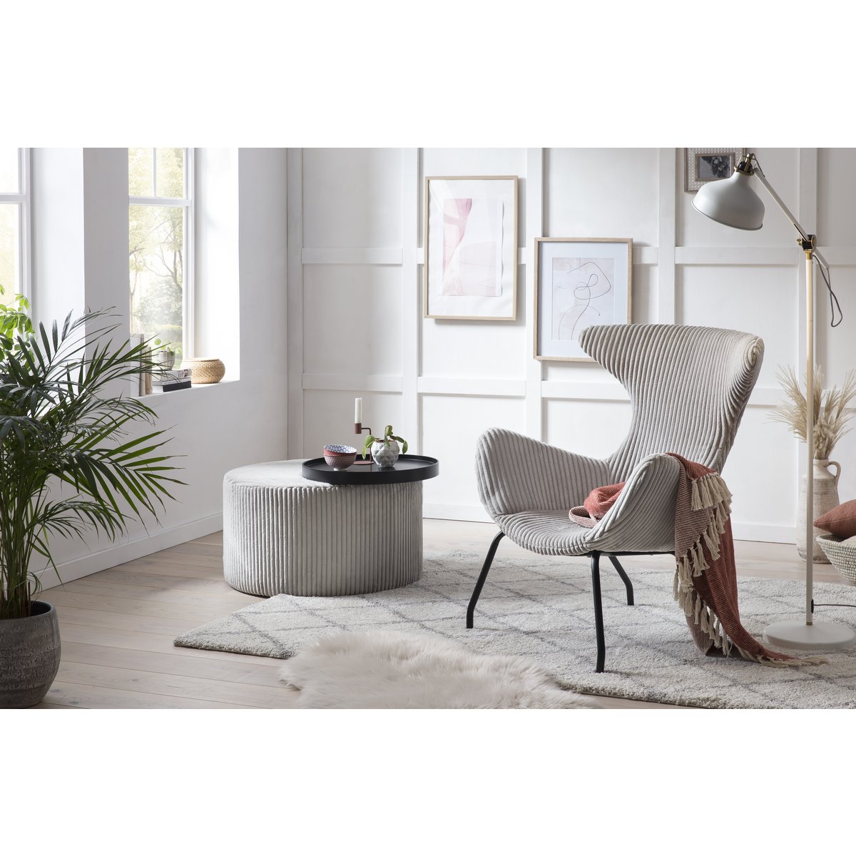Relaxfauteuil Grijze structuurstof |woon-meubel.nl