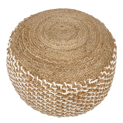 Poef / Zitkruk – 100% Natuurlijke Jute – Handgemaakt – Ø50 cm x H35 cm – Keuze uit Naturel & Wit/Naturel