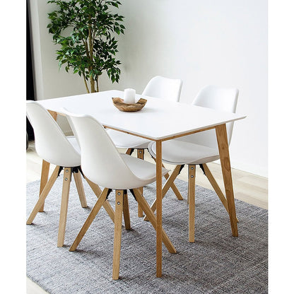 Vojens Dining Table - Dining table in white and natural 120x70xh75 cm