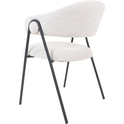 Eetkamerstoel Lio Ivory bouclé |woon-meubel.nl