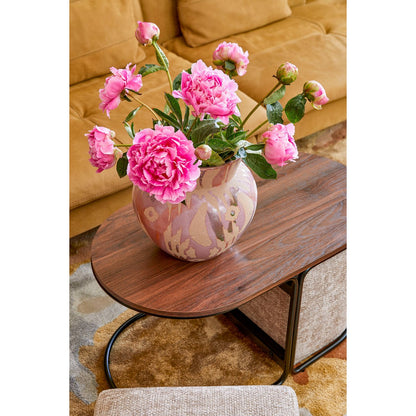 Javi Vase - H28 x Ø28 cm - Ceramic - Pink, Beige