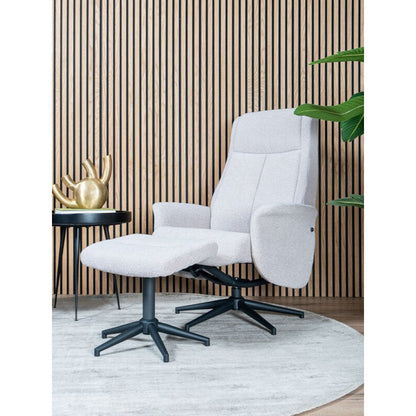 Relaxfauteuil Bindy + Hocker – Bouclé – Naturel | woon-meubel.nl