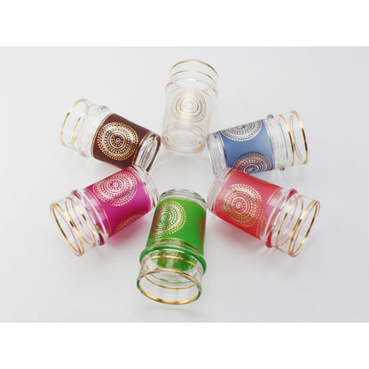 Set van 6 Gouden Theekopjes Arabisch – Multicolor – Aulica – Glas 6x6x10cm
