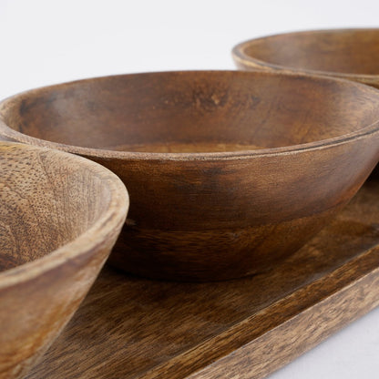 Tomar Bowls and Tray - 200 ml - 100% FSC Mango Wood - Dark Brown