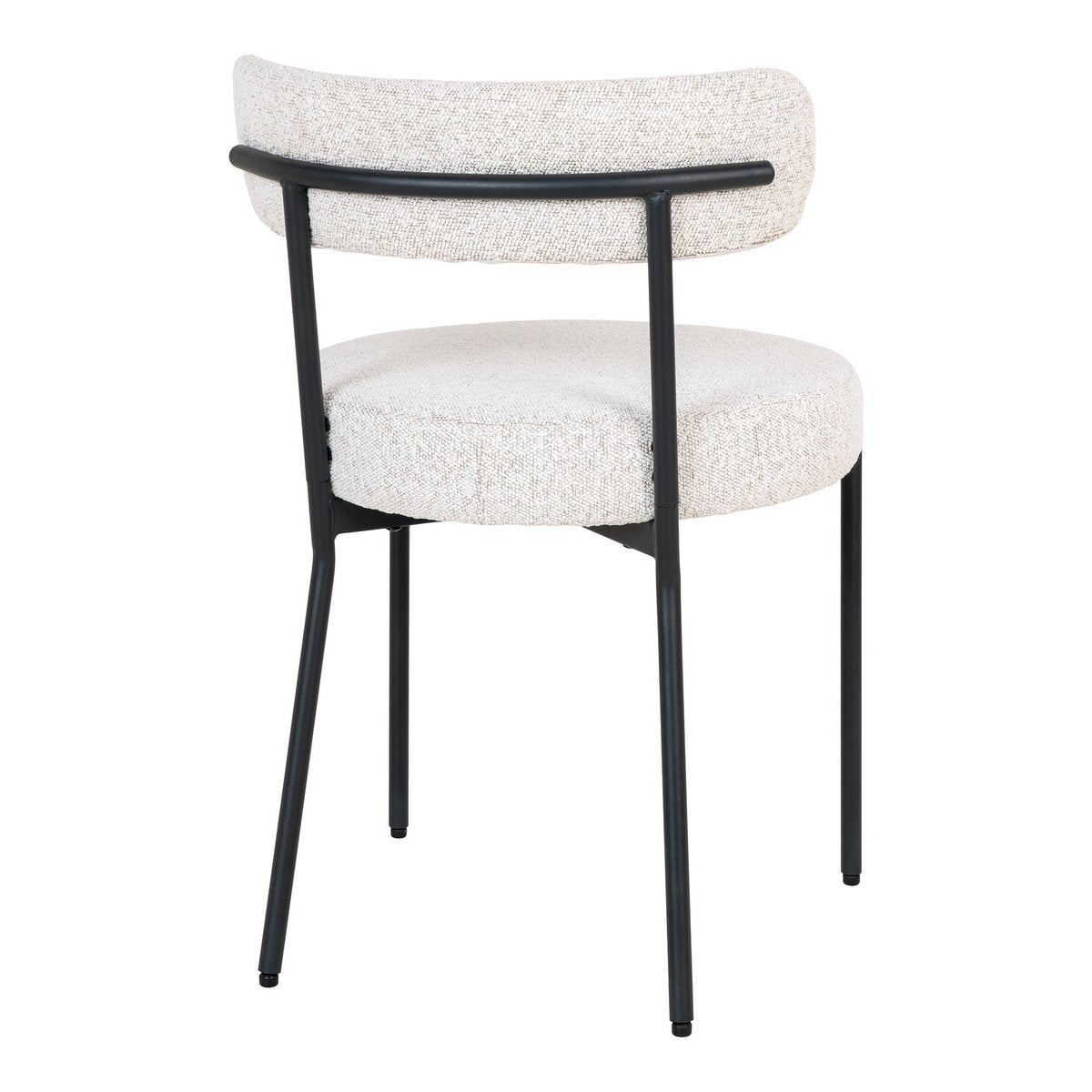 Badalona Dining Chair - Eetkamerstoel, wit bouclé met zwarte poten - Set van 2