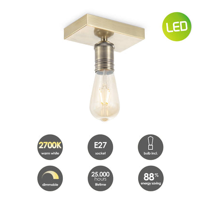 Wall spotlight Nitro - incl. dimmable LED lamp - brass