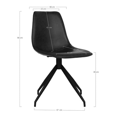 Monaco Dining Chair with Knob - Black - set of 2