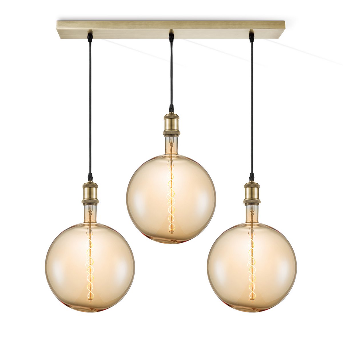 Hanglamp vintage Globe - 3 LED -dimbaar E27 amber