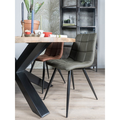 Industriële eetkamerstoel Galgary Army Green |woon-meubel.nl