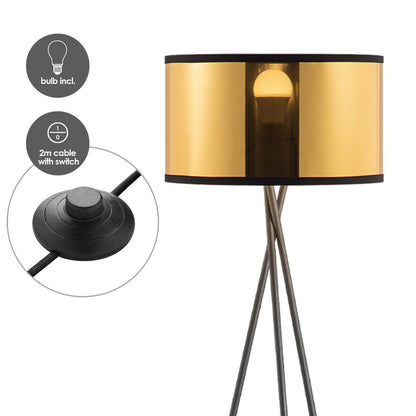 Modern Floor Lamp - Gold Lampshade - 53x53x138