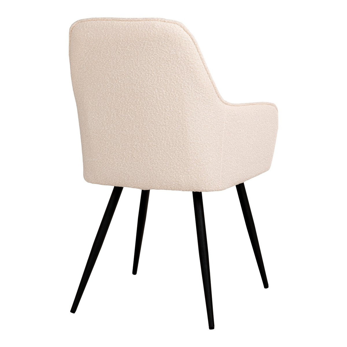 Harbo Dining Chair - Eetkamerstoel in bouclé, wit met zwarte poten - Set van 2