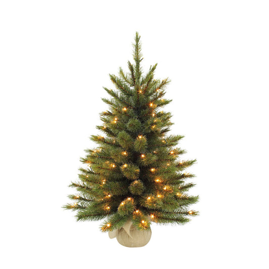 Forest Frosted Kunstkerstboom in Jute met LED Verlichting - H60 x Ø46 cm - Groen