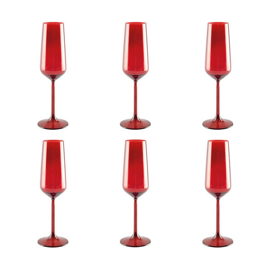 Set van 6 Rode Champagneglazen – Aulica | woon-meubel.nl