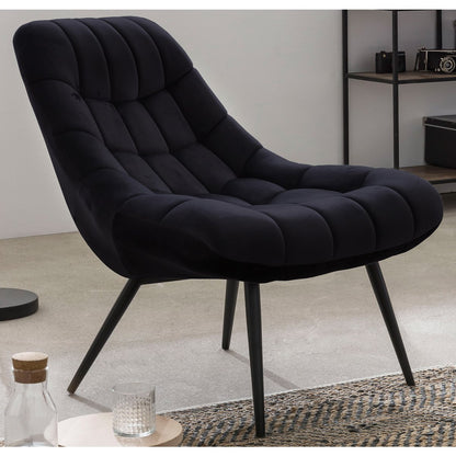 Fauteuil XXL fluweel zwart metaal zwart |woon-meubel.nl