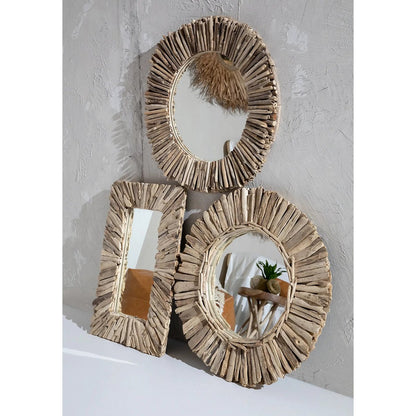 De Driftwood Framed Spiegel handgemaakte - Naturel - M |woon-meubel.nl 