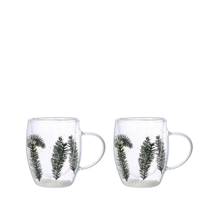 Theekopjes – Set van 2 – Dubbelwandig Glas – Bloemen |woon-meubel.nl