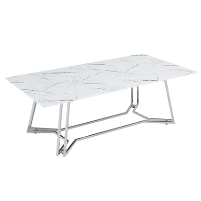Salontafel 110x60 cm  Chique Salontafel met Witte Marmerlook |woon-meubel.nl